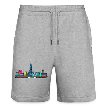 Silhouette de la ville de Tilburg Église Saint-Joseph Art - Short de jogging bio TRAINER Stanley/Stella unisexe - gris chiné - Devant - Nik (191cm) & Marisol (170cm)