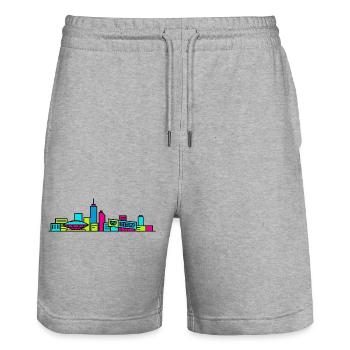 Eindhoven City Skyline Evoluon Moderne Linienkunst - Stanley/Stella Unisex Bio Joggingshorts Trainer  - Grau meliert - Vorne - Nik (191cm) & Marisol (170cm)