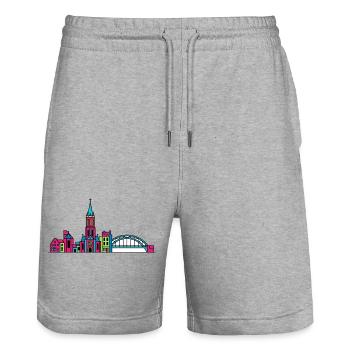 Nijmegen City Skyline Waal Bridge Line Art - Stanley/Stella Trainer Unisex Organic Jogging Shorts - heather grey - Front - Nik (191cm) & Marisol (170cm)