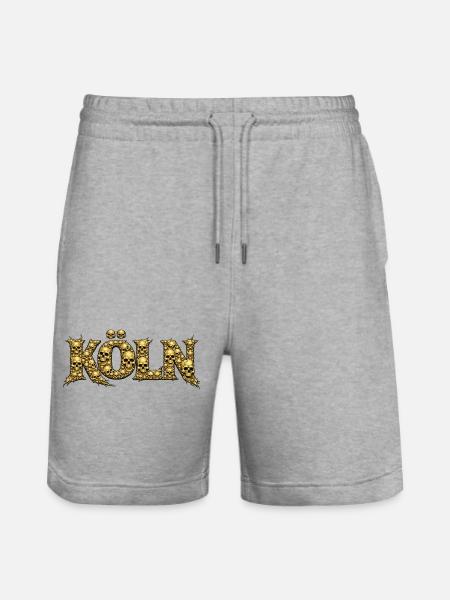 KÖLN | Goldene Schädelbuchstaben - Stanley/Stella Unisex Bio Joggingshorts Trainer - Grau meliert