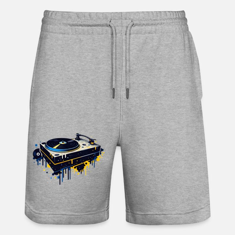 Graffiti Turntable Design - Stanley/Stella Trainer Unisex Organic Jogging Shorts - heather grey