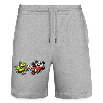 T-shirt foot Caméléon Frog Panda Football Cartoon - Short de jogging bio TRAINER Stanley/Stella unisexe - gris chiné - Devant - Nik (191cm) & Marisol (170cm)