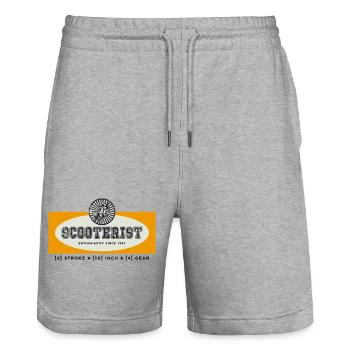 Scooterist Vintage Scooterfahrer Racing - Stanley/Stella Unisex Bio Joggingshorts Trainer  - Grau meliert - Vorne - Nik (191cm) & Marisol (170cm)