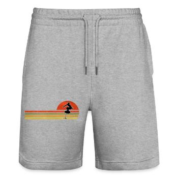 Retro Vintage Hydrofoil - Stanley/Stella Trainer Unisex Organic Jogging Shorts - heather grey - Front - Nik (191cm) & Marisol (170cm)