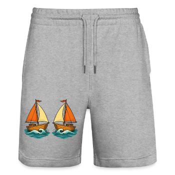 Segelboote im Meer - Stanley/Stella Unisex Bio Joggingshorts Trainer  - Grau meliert - Vorne - Nik (191cm) & Marisol (170cm)
