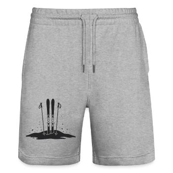 Ski in the Snow Winter Sports Adventure - Stanley/Stella Trainer Unisex Organic Jogging Shorts - heather grey - Front - Nik (191cm) & Marisol (170cm)