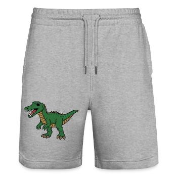 Dinosaurier  - Stanley/Stella Unisex Bio Joggingshorts Trainer  - Grau meliert - Vorne - Nik (191cm) & Marisol (170cm)