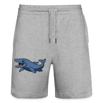 Dinosaurier  - Stanley/Stella Unisex Bio Joggingshorts Trainer  - Grau meliert - Vorne - Nik (191cm) & Marisol (170cm)