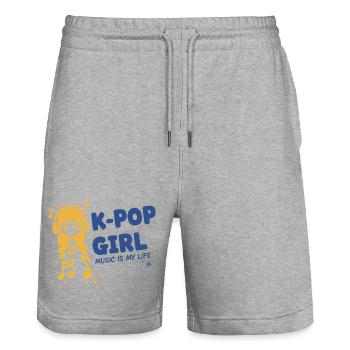La musique de filles K-Pop est ma vie Musique pop coréenne mignonne - Short de jogging bio TRAINER Stanley/Stella unisexe - gris chiné - Devant - Nik (191cm) & Marisol (170cm)