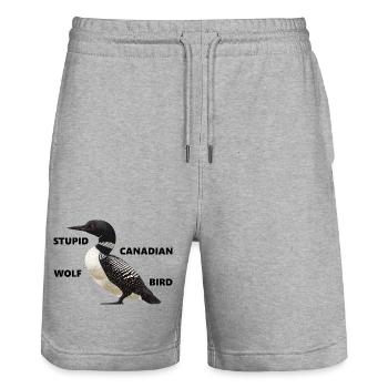 Plongeon - stupide oiseau loup canadien - Short de jogging bio TRAINER Stanley/Stella unisexe - gris chiné - Devant - Nik (191cm) & Marisol (170cm)