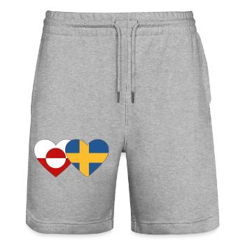 Cœur du drapeau du Groenland Suède - Short de jogging bio TRAINER Stanley/Stella unisexe - gris chiné - Devant - Nik (191cm) & Marisol (170cm)