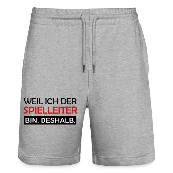 Because I'm the game master, that's why role-playing - Stanley/Stella Trainer Unisex Organic Jogging Shorts - heather grey - Front - Nik (191cm) & Marisol (170cm)