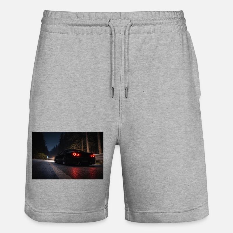 Nachtsportwagen auf der Straße - Stanley/Stella Unisex Bio Joggingshorts Trainer  - Grau meliert