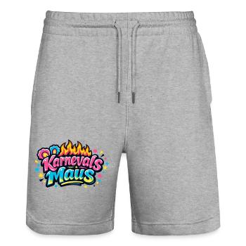 Jeck de la souris de carnaval - motif de l’Alaaf de Cologne - Short de jogging bio TRAINER Stanley/Stella unisexe - gris chiné - Devant - Nik (191cm) & Marisol (170cm)