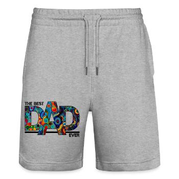 The Best Dad Ever - Colorful Bold Typography - Stanley/Stella Trainer Unisex Organic Jogging Shorts - heather grey - Front - Nik (191cm) & Marisol (170cm)