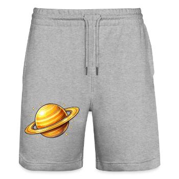 Saturn with glowing rings - Stanley/Stella Trainer Unisex Organic Jogging Shorts - heather grey - Front - Nik (191cm) & Marisol (170cm)