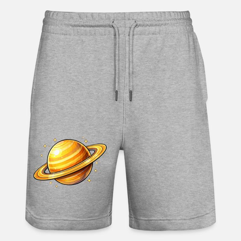 Saturn mit leuchtenden Ringen - Stanley/Stella Unisex Bio Joggingshorts Trainer  - Grau meliert