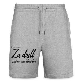 Zu dritt - Stanley/Stella Unisex Bio Joggingshorts Trainer  - Grau meliert - Vorne - Nik (191cm) & Marisol (170cm)