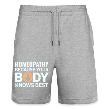 Certified Clinical Bio-Regulatory Specialist Gear  - Stanley/Stella Trainer Unisex Organic Jogging Shorts - heather grey - Front - Nik (191cm) & Marisol (170cm)
