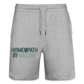 Homeopathy Homeopath By Nature Professional Gear - Stanley/Stella Trainer Unisex Organic Jogging Shorts - heather grey - Front - Nik (191cm) & Marisol (170cm)