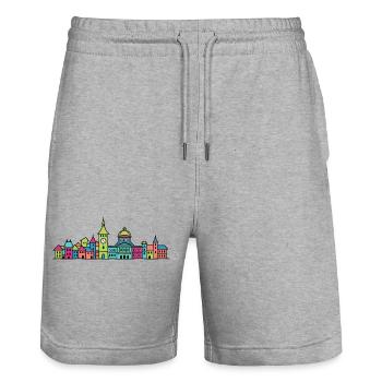Bern City Skyline Zytglogge Moderne Linienkunst - Stanley/Stella Unisex Bio Joggingshorts Trainer  - Grau meliert - Vorne - Nik (191cm) & Marisol (170cm)