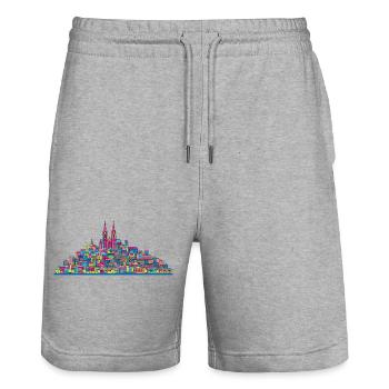 Moderne Linienkunst der Stadtsilhouette der Stadt Lausanne - Stanley/Stella Unisex Bio Joggingshorts Trainer  - Grau meliert - Vorne - Nik (191cm) & Marisol (170cm)