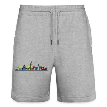 Biel Bienne City Skyline Moderne Linienkunst - Stanley/Stella Unisex Bio Joggingshorts Trainer  - Grau meliert - Vorne - Nik (191cm) & Marisol (170cm)