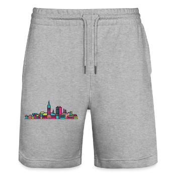 Winterthur City Skyline Modern Line Art - Short de jogging bio TRAINER Stanley/Stella unisexe - gris chiné - Devant - Nik (191cm) & Marisol (170cm)