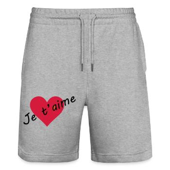 Heart I love you - Stanley/Stella Trainer Unisex Organic Jogging Shorts - heather grey - Front - Nik (191cm) & Marisol (170cm)