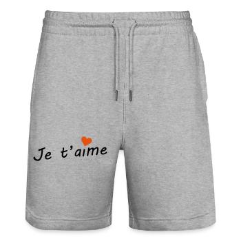 Je t'aime  - Short de jogging bio TRAINER Stanley/Stella unisexe - gris chiné - Devant - Nik (191cm) & Marisol (170cm)