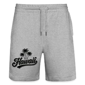 Hawaii Summer Vibes with Palm Trees and Sea - Stanley/Stella Trainer Unisex Organic Jogging Shorts - heather grey - Front - Nik (191cm) & Marisol (170cm)