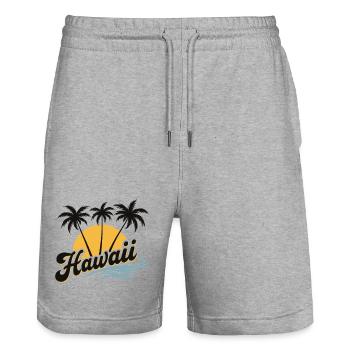 Hawaii Sommer Vibes mit Palmen und Meer - Stanley/Stella Unisex Bio Joggingshorts Trainer  - Grau meliert - Vorne - Nik (191cm) & Marisol (170cm)
