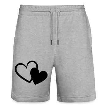 Saint-Valentin Cœur noir, St.valentin - Short de jogging bio TRAINER Stanley/Stella unisexe - gris chiné - Devant - Nik (191cm) & Marisol (170cm)