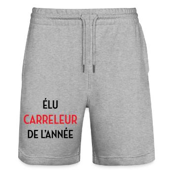 Élu Carreleur de l’année - Short de jogging bio TRAINER Stanley/Stella unisexe - gris chiné - Devant - Nik (191cm) & Marisol (170cm)
