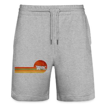 Retro Flugzeug Sunset Stripes - Stanley/Stella Unisex Bio Joggingshorts Trainer  - Grau meliert - Vorne - Nik (191cm) & Marisol (170cm)