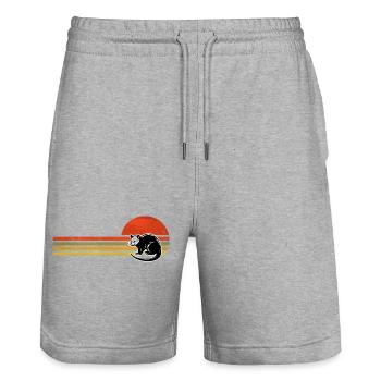 Retro Vintage Opossum - Stanley/Stella Unisex Bio Joggingshorts Trainer  - Grau meliert - Vorne - Nik (191cm) & Marisol (170cm)
