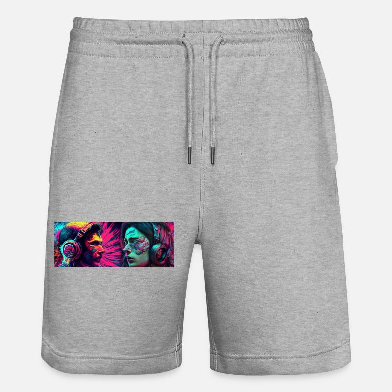 Music Psychedelic  - Stanley/Stella Unisex Bio Joggingshorts Trainer  - Grau meliert