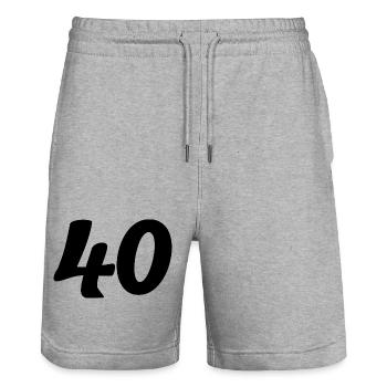 40. 40 ANS. 40e ANNIVERSAIRE. ANNIVERSAIRE 40 ANS. - Short de jogging bio TRAINER Stanley/Stella unisexe - gris chiné - Devant - Nik (191cm) & Marisol (170cm)