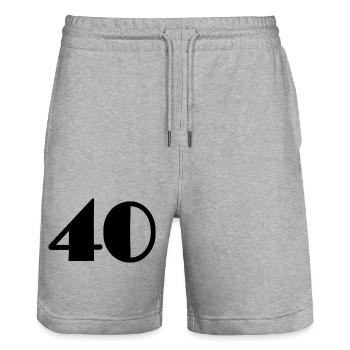 40. 40 YEARS. 40th ANNIVERSARY. 40 YEARS ANNIVERSARY. - Stanley/Stella Trainer Unisex Organic Jogging Shorts - heather grey - Front - Nik (191cm) & Marisol (170cm)