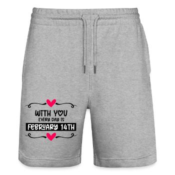 With you every day is Valentine's Day - Stanley/Stella Trainer Unisex Organic Jogging Shorts - heather grey - Front - Nik (191cm) & Marisol (170cm)