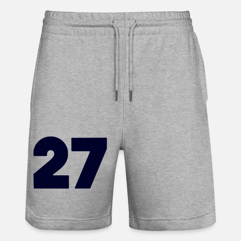 Bold 27 Numeric Emblem - Stanley/Stella Trainer Unisex Organic Jogging Shorts - heather grey