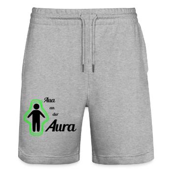 Aua an der Aura - Stanley/Stella Unisex Bio Joggingshorts Trainer  - Grau meliert - Vorne - Nik (191cm) & Marisol (170cm)