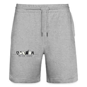 Meine Gang – Katzen Doodle Mieze Spruch - Stanley/Stella Unisex Bio Joggingshorts Trainer  - Grau meliert - Vorne - Nik (191cm) & Marisol (170cm)