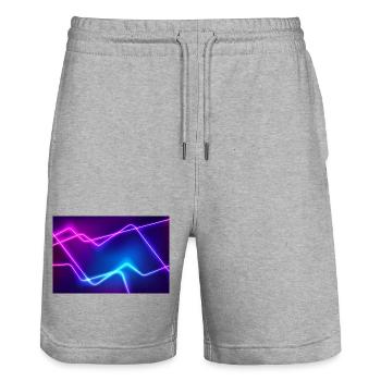 Neon Line Flow - Stanley/Stella Trainer Unisex Organic Jogging Shorts - heather grey - Front - Nik (191cm) & Marisol (170cm)