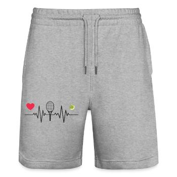 Le tennis est mon battement de cœur - Short de jogging bio TRAINER Stanley/Stella unisexe - gris chiné - Devant - Nik (191cm) & Marisol (170cm)