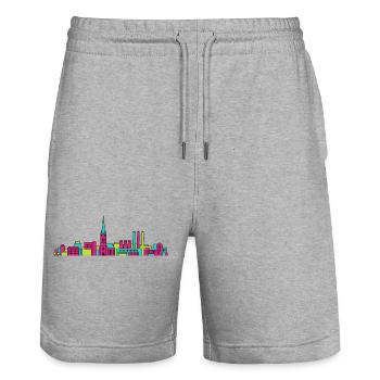 Västeras City Skyline Kathedrale Moderne Linienkunst - Stanley/Stella Unisex Bio Joggingshorts Trainer  - Grau meliert - Vorne - Nik (191cm) & Marisol (170cm)