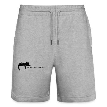 Nope. Not today. – Minimal Katze Statement - Stanley/Stella Unisex Bio Joggingshorts Trainer  - Grau meliert - Vorne - Nik (191cm) & Marisol (170cm)