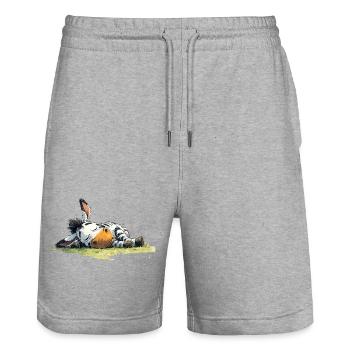 Schlafendes Zebra - Stanley/Stella Unisex Bio Joggingshorts Trainer  - Grau meliert - Vorne - Nik (191cm) & Marisol (170cm)