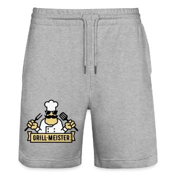 Grillmeister (Grilling / Barbecue / BBQ / 3C) - Stanley/Stella Trainer Unisex Organic Jogging Shorts - heather grey - Front - Nik (191cm) & Marisol (170cm)