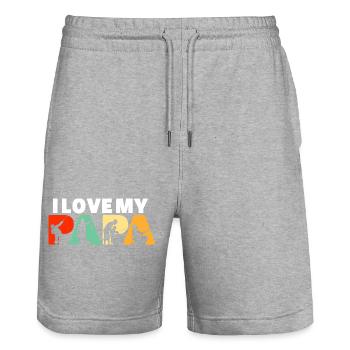 I Love My Papa Fishing Angler Silhouette Art - Stanley/Stella Trainer Unisex Organic Jogging Shorts - heather grey - Front - Nik (191cm) & Marisol (170cm)